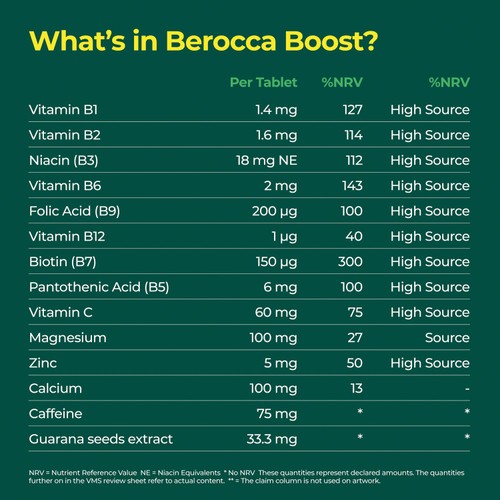 Berocca Boost Energy Vitamin Effervescent Tablets thumbnail 2