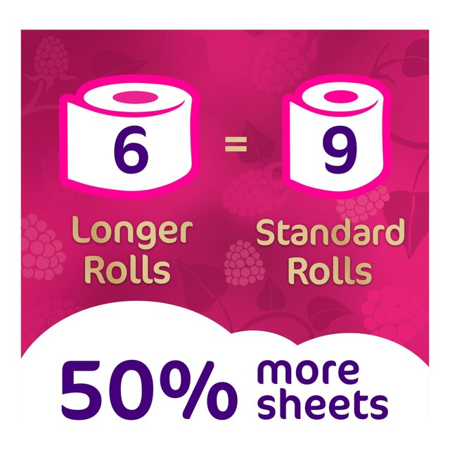 Cushelle Quilted Raspberry & Rhubarb Toilet Rolls, 50% More Sheets thumbnail 2