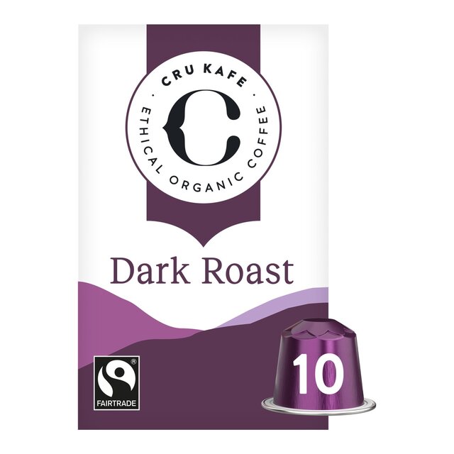 CRU Kafe Organic Fairtrade Dark Roast Pods 10s