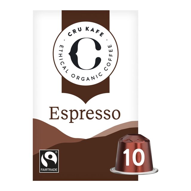 CRU Kafe Organic Fairtrade Espresso Pods 10s