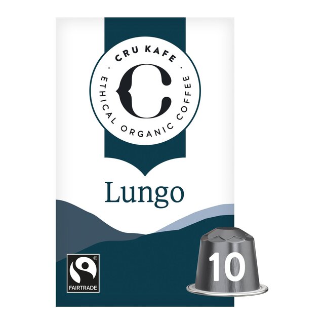 CRU Kafe Organic Fairtrade Lungo Pods 10s