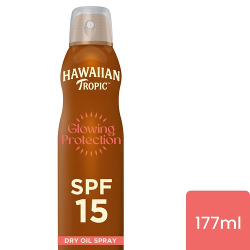 Hawaiian Tropic Glowing Protection SPF 15 Dry Oil Continuous Sun Spray