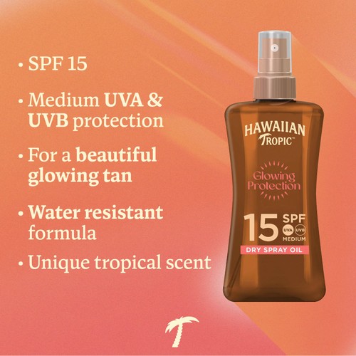 Hawaiian Tropic Glowing Protection SPF 15 Dry Oil Sun Spray thumbnail 5
