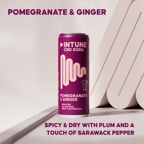 INTUNE Pomegranate & Ginger Sparkling CBD Drink thumbnail 3