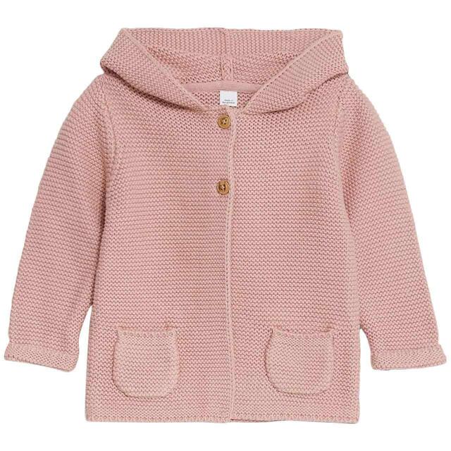 M&S Hooded Chunky Cardigan, 0 Months-3 Years, Rose