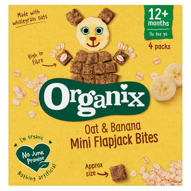 Organix Mini Oat & Banana Flapjack Bites Toddler Multipack 12 months+ thumbnail 2