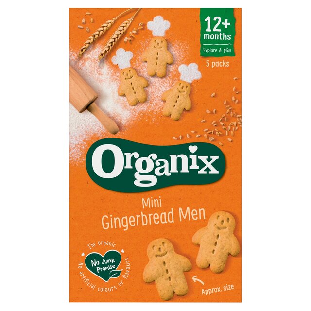 Organix Mini Gingerbread Men Biscuits Toddler Snacks Multipack 12 months+ thumbnail 2