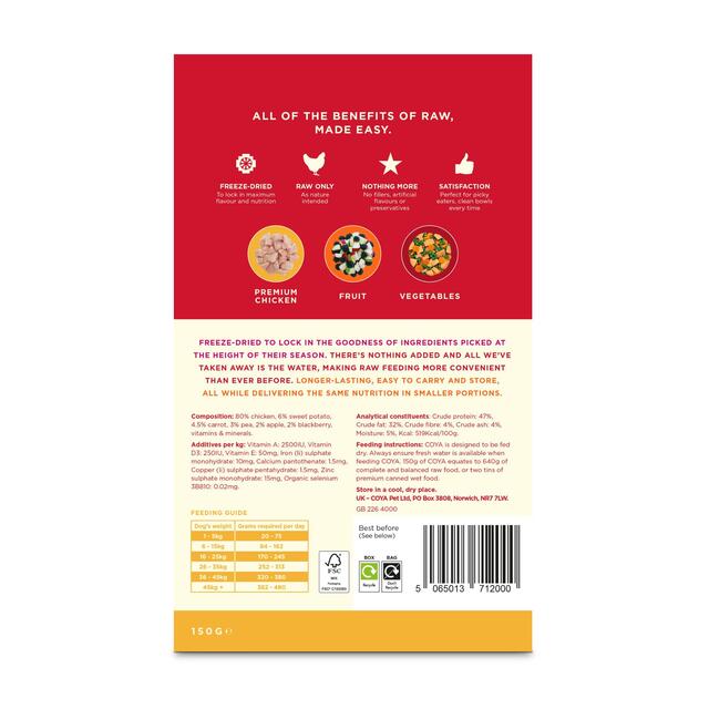 COYA Freeze-Dried Raw Adult Dog Food Chicken thumbnail 2