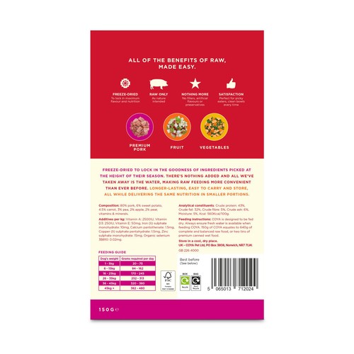 COYA Freeze-Dried Raw Adult Dog Food Pork thumbnail 2