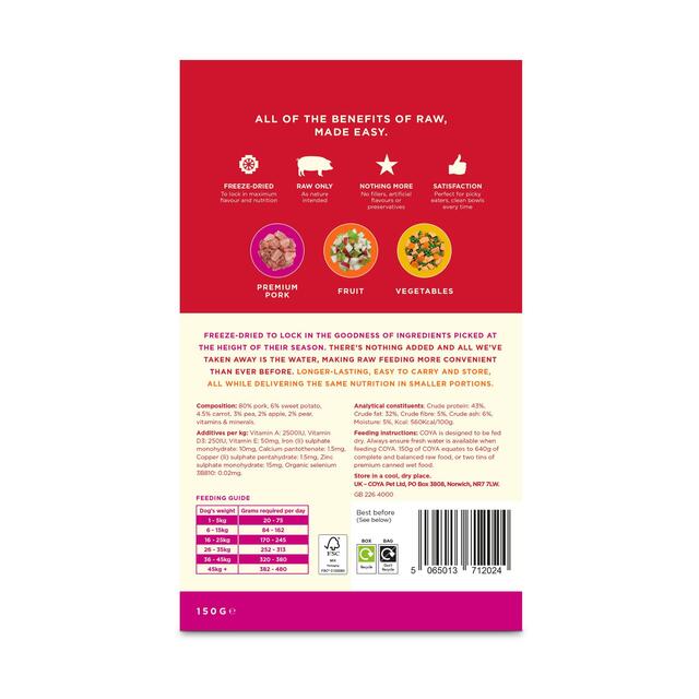 COYA Freeze-Dried Raw Adult Dog Food Pork thumbnail 2