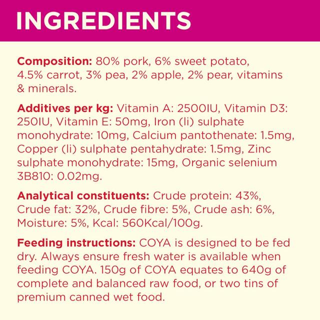 COYA Freeze-Dried Raw Adult Dog Food Pork thumbnail 4