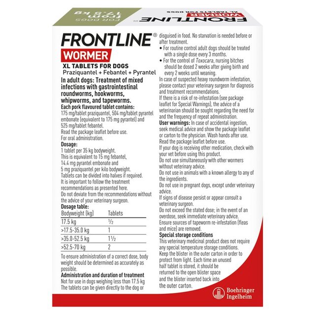 FRONTLINE Wormer Tablets X Large Dog from 17.5kg thumbnail 2