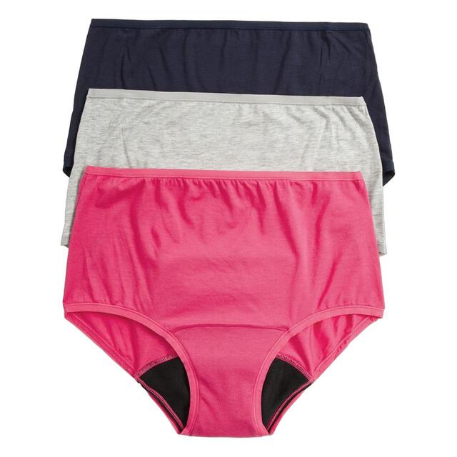 M&S Womens 3 Pack Heavy Absorbency Period Full Briefs, Pink Mix