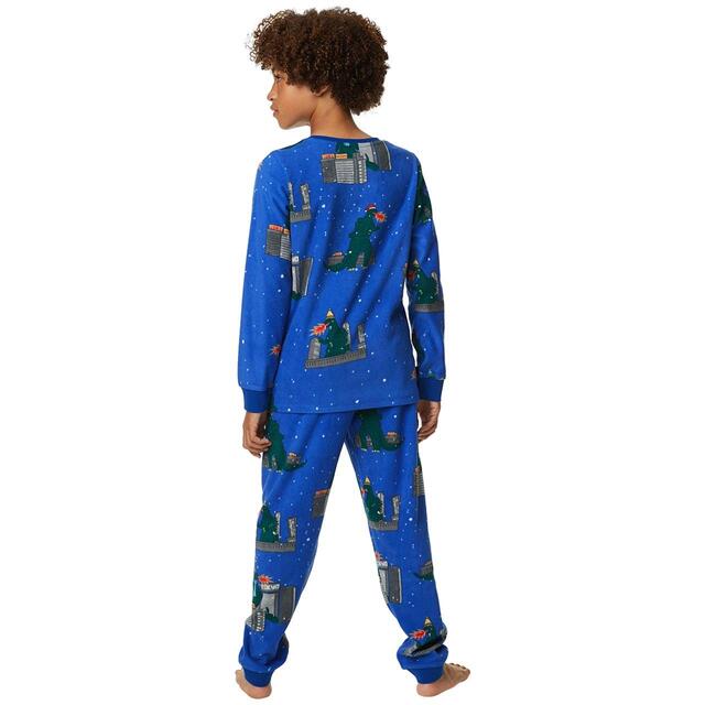 M&S Fleece Tokyo PJ, 7-12 Years, Blue thumbnail 3