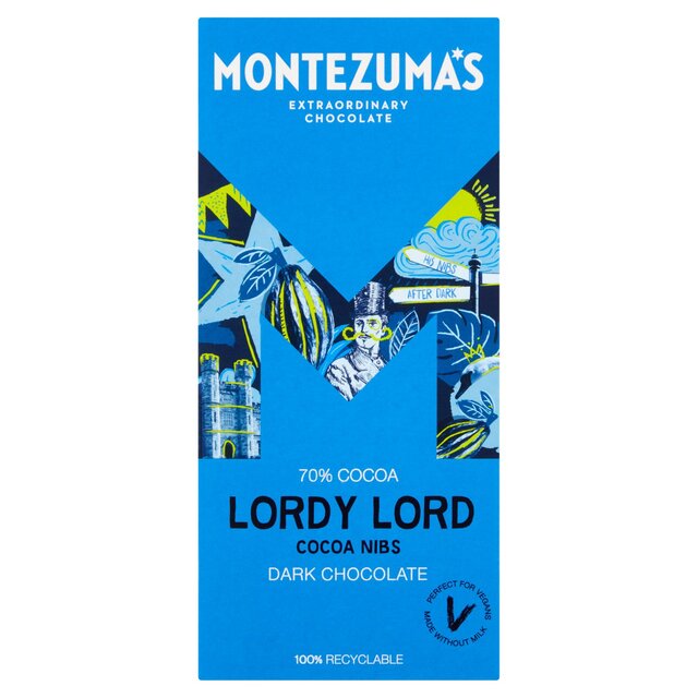 Montezuma's Lordy Lord Cocoa Nibs Dark Chocolate Bar thumbnail 2