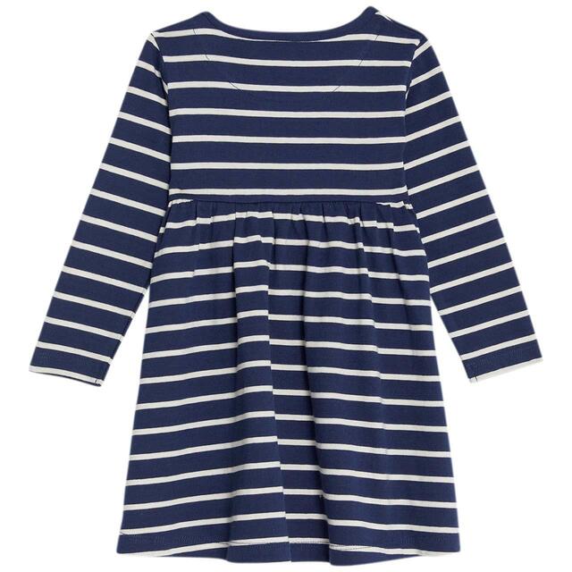 M&S Striped Long Sleeve Dress, 0 Months-3 Years, Navy thumbnail 2