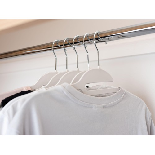 Non-Slip Plastic Clothes Dress Suit Hangers, White & Grey,  5pk thumbnail 3