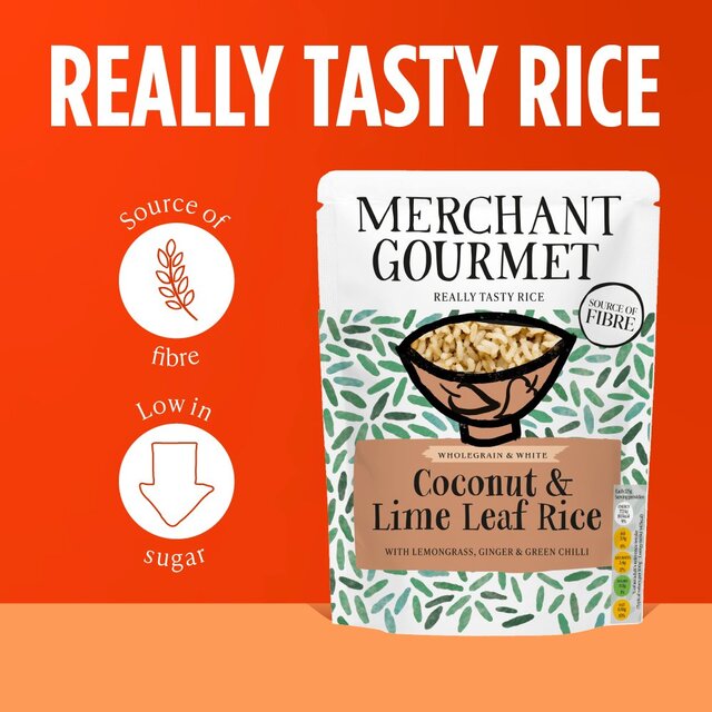 Merchant Gourmet Coconut & Lime Wholegrain & White Microwave Rice thumbnail 4