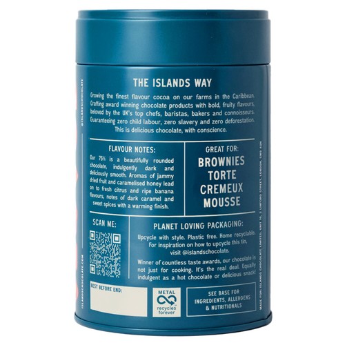 Islands Chocolate 75% Dark Chocolate Button Tin thumbnail 3