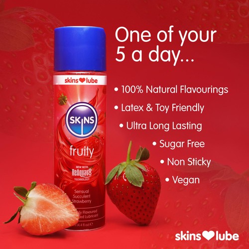 Skins Strawberry Flavoured Water Based Lubricant thumbnail 3