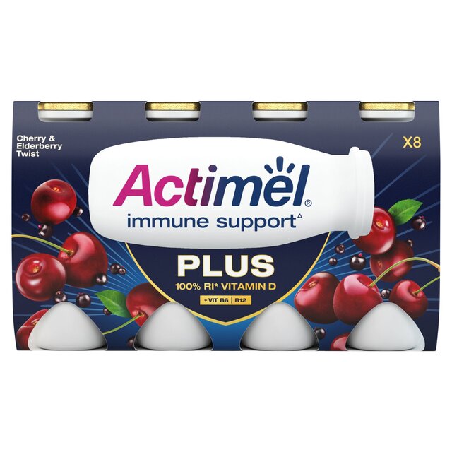 Actimel Plus 100% Vitamin D Cherry & Elderberry Immunity Yoghurt thumbnail 3