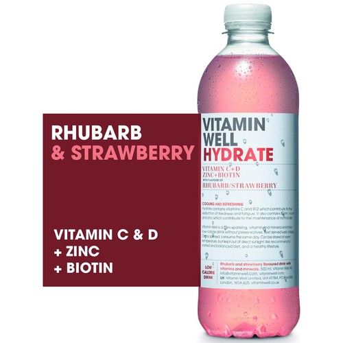 Vitamin Well Water Hydrate Rhubarb & Strawberry thumbnail 2