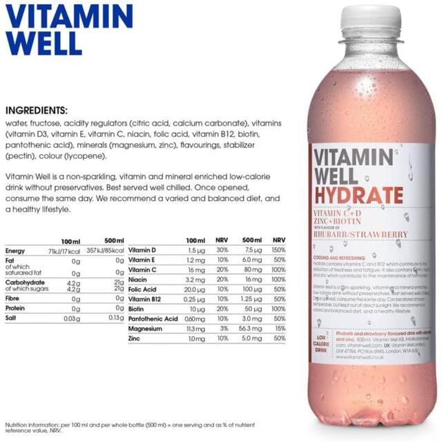 Vitamin Well Water Hydrate Rhubarb & Strawberry thumbnail 3