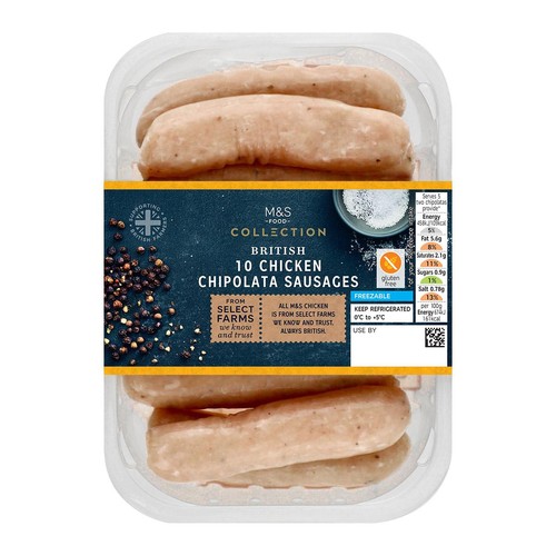 M&S Collection British 10 Chicken Chipolata Sausages thumbnail 2