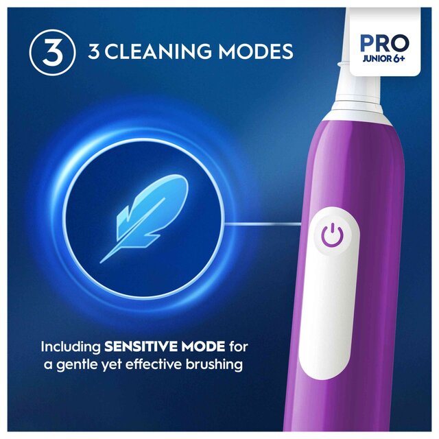 Oral-B Pro Junior Purple Electric Rechargeable Toothbrush For Ages 6+ thumbnail 3