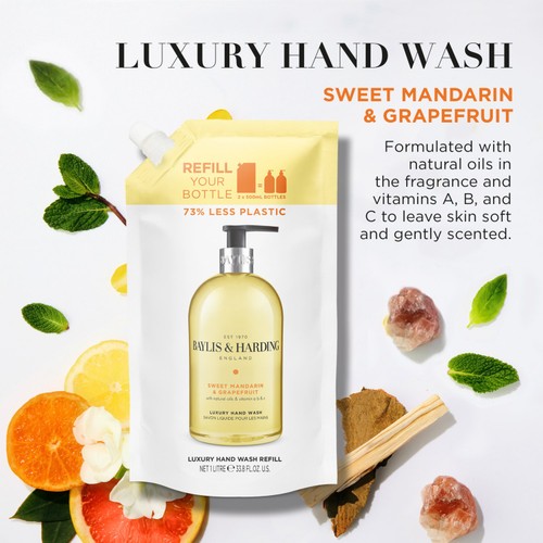 Baylis & Harding Sweet Mandarin & Grapefruit Hand Wash Refill Pouch thumbnail 3