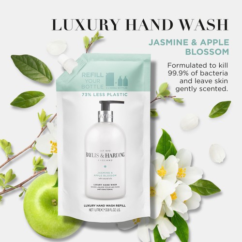 Baylis & Harding Jasmine & Apple Antibacterial Hand Wash Refill Pouch thumbnail 3
