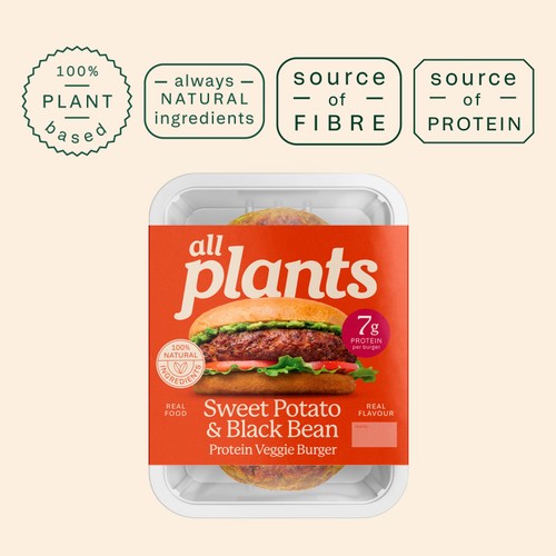 all plants Sweet Potato, Black Bean & Chipotle Protein Veggie Burger thumbnail 2