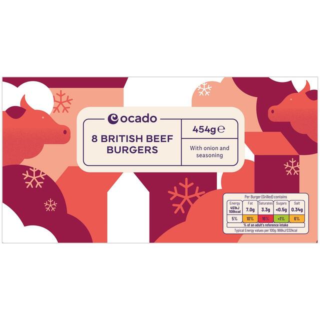 Ocado Frozen 8 Beef Burgers thumbnail 2