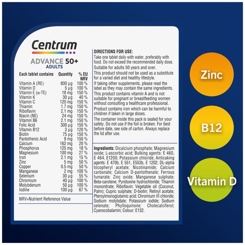 Centrum Advance 50+ Multivitamins & Minerals Tablets thumbnail 3