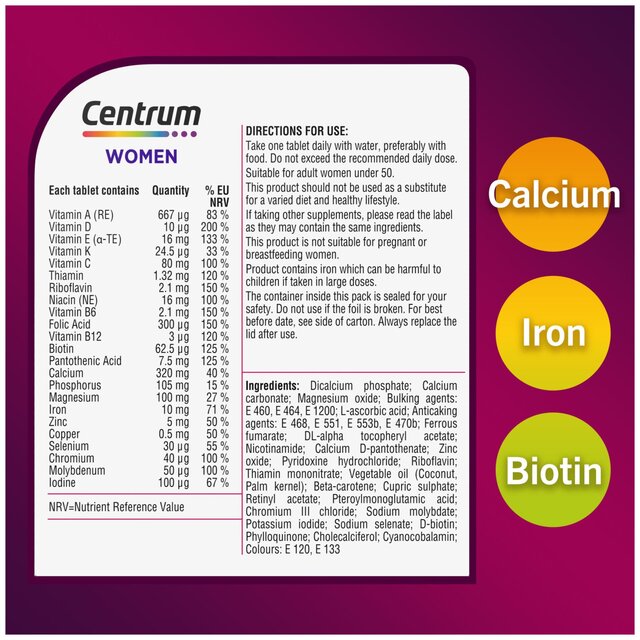 Centrum Women Multivitamins and Minerals Tablets thumbnail 2