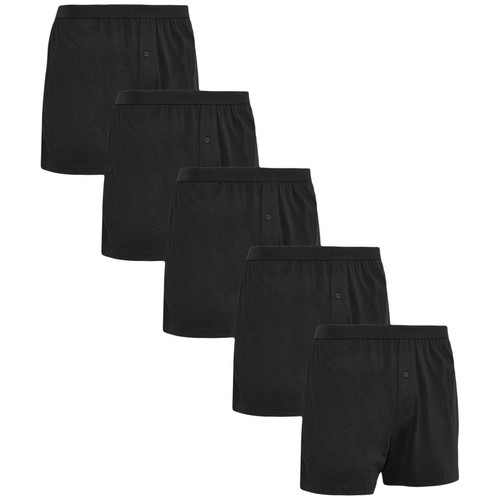 M&S Mens Pure Cotton Jersey Boxers, Large, Black