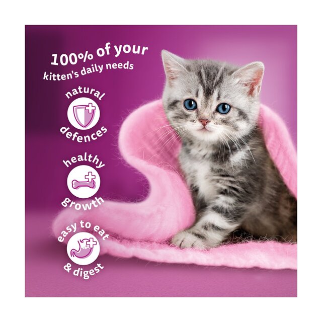 Whiskas Kitten 2-12mths Wet Cat Food Pouches Poultry Feasts in Jelly thumbnail 2