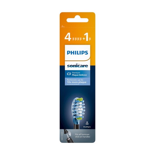 Philips Sonicare Premium Plaque Defence Toothbrush Heads- 4+1 pk Black