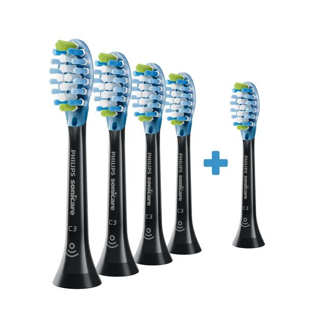 Philips Sonicare Premium Plaque Defence Toothbrush Heads- 4+1 pk Black thumbnail 2