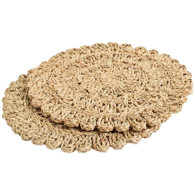 M&S Set Of 2 Floral Woven Placemats, Natural
