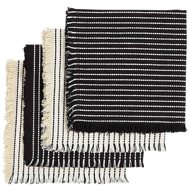 M&S Linear Stitch Napkins, Black thumbnail 2