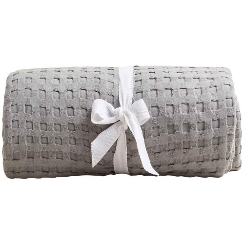 M&S Pure Cotton Large Waffle Throw, Light Grey