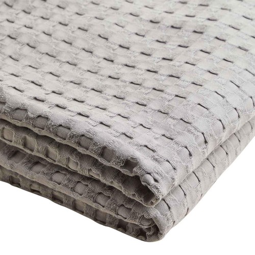 M&S Pure Cotton Large Waffle Throw, Light Grey thumbnail 3