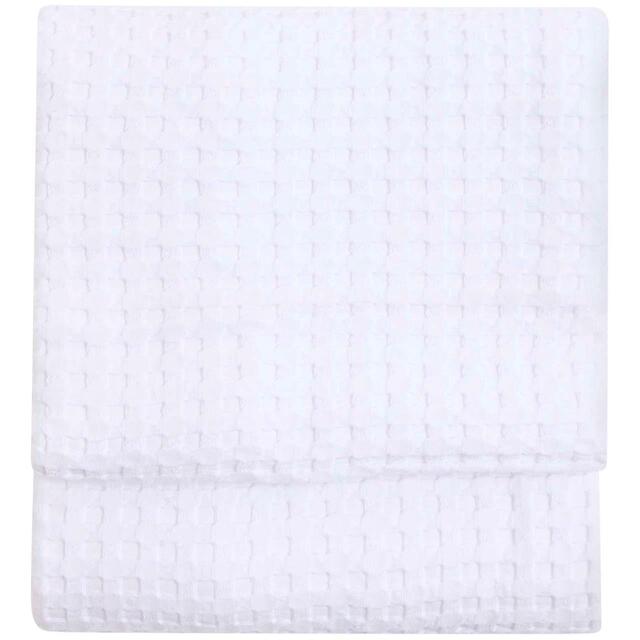 M&S Collection Pure Cotton Large Waffle Throw, One Size, Soft White