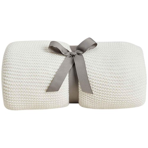 M&S Knitted Tassel Throw, Cream thumbnail 2