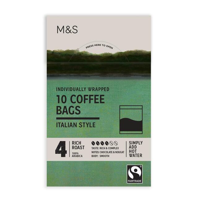 M&S 10 Italian Style Coffee Bags