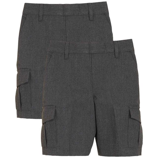 M&S Boys 2pk Cargo School Shorts Grey 3-4 Yrs