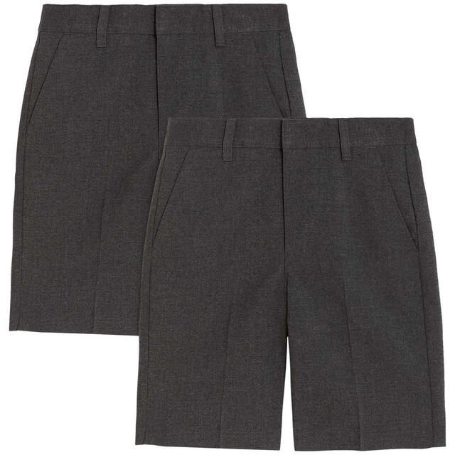 M&S Boys 2pk Regular Leg School Shorts Grey 5-6 Yrs