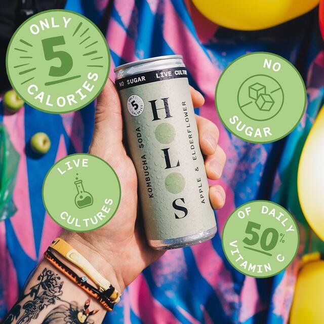 HOLOS Kombucha Soda Apple & Elderflower thumbnail 2
