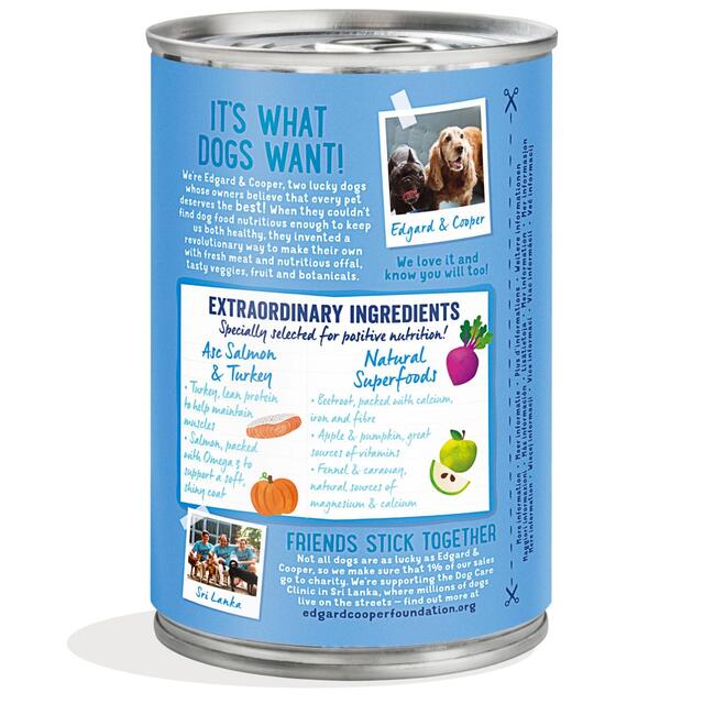 Edgard & Cooper Fresh Dog Wet Food Adult Grain Free Tin Salmon & Turkey thumbnail 2